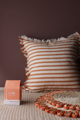 Burnt Orange Striped Cotton Cushion